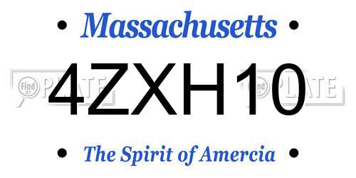 4ZXH10 Massachusetts License Plate