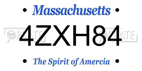 4ZXH84 Massachusetts License Plate