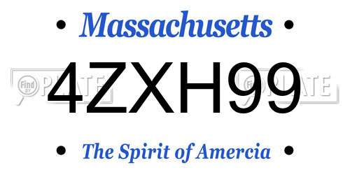 4ZXH99 Massachusetts License Plate
