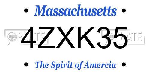 4ZXK35 Massachusetts License Plate