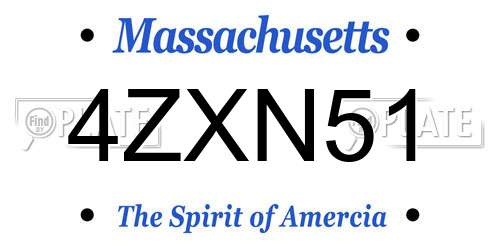 4ZXN51 Massachusetts License Plate