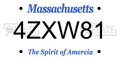 4ZXW81 Massachusetts License Plate