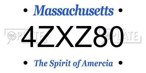 4ZXZ80 Massachusetts License Plate