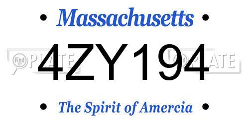 4ZY194 Massachusetts License Plate