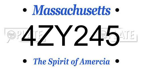 4ZY245 Massachusetts License Plate