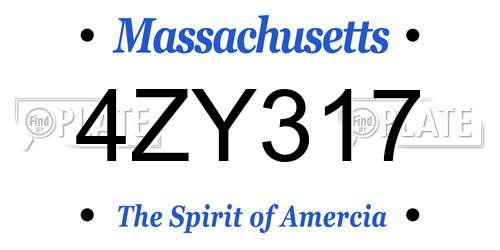 4ZY317 Massachusetts License Plate