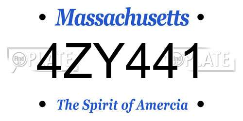 4ZY441 Massachusetts License Plate
