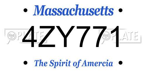 4ZY771 Massachusetts License Plate
