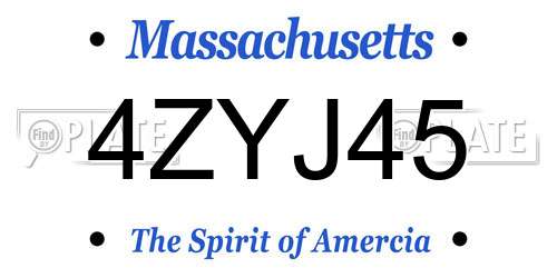 4ZYJ45 Massachusetts License Plate