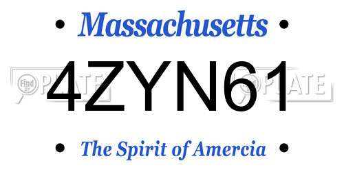 4ZYN61 Massachusetts License Plate