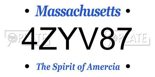 4ZYV87 Massachusetts License Plate