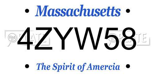 4ZYW58 Massachusetts License Plate