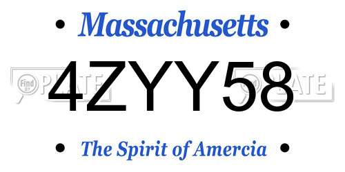 4ZYY58 Massachusetts License Plate