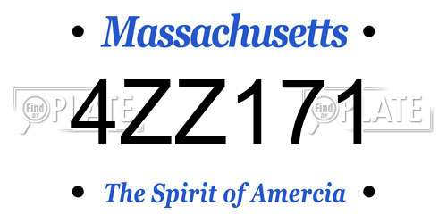 4ZZ171 Massachusetts License Plate