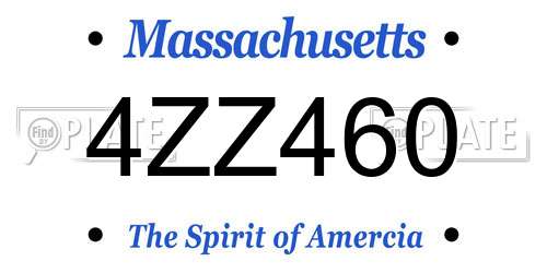 4ZZ460 Massachusetts License Plate