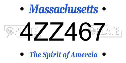 4ZZ467 Massachusetts License Plate