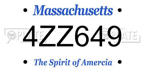 4ZZ649 Massachusetts License Plate