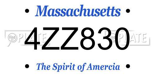 4ZZ830 Massachusetts License Plate