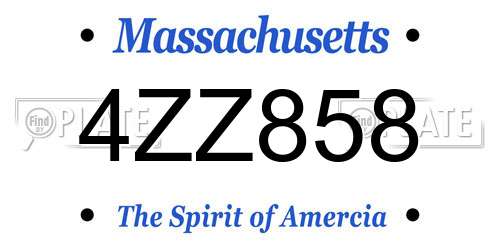 4ZZ858 Massachusetts License Plate