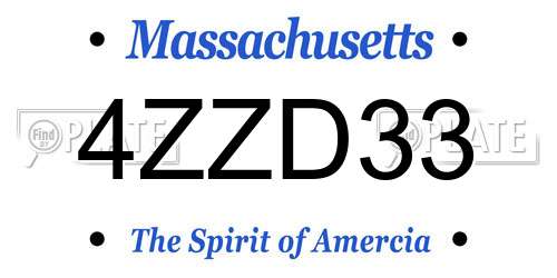 4ZZD33 Massachusetts License Plate