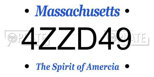 4ZZD49 Massachusetts License Plate