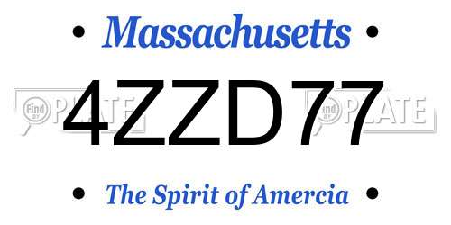 4ZZD77 Massachusetts License Plate