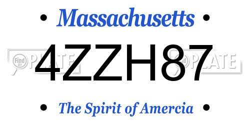 4ZZH87 Massachusetts License Plate