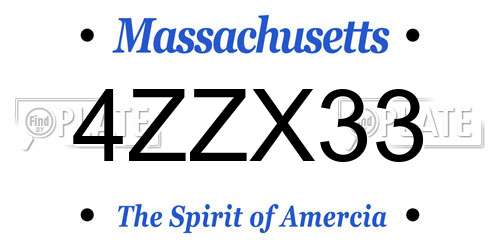 4ZZX33 Massachusetts License Plate