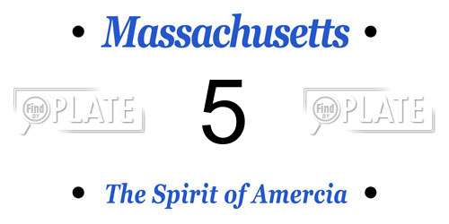 5 Massachusetts License Plate