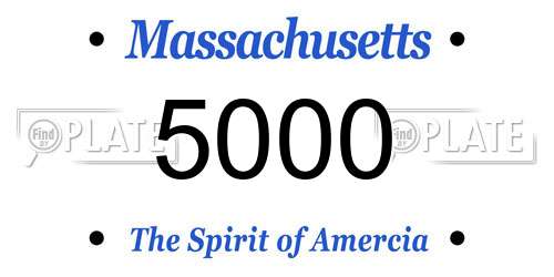 5000 Massachusetts License Plate