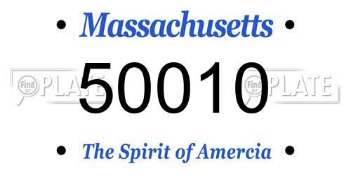 50010 Massachusetts License Plate