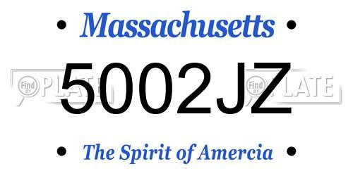 5002JZ Massachusetts License Plate