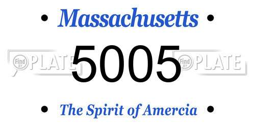 5005 Massachusetts License Plate