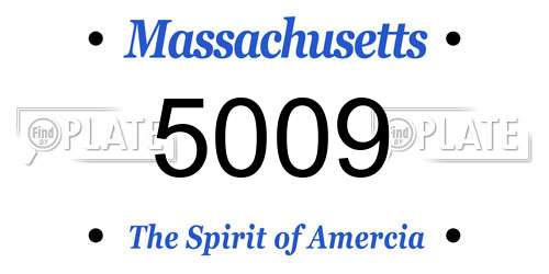 5009 Massachusetts License Plate
