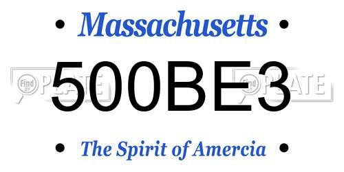 500BE3 Massachusetts License Plate