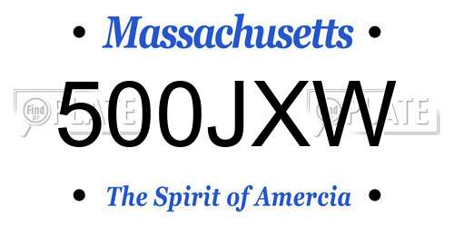 500JXW Massachusetts License Plate