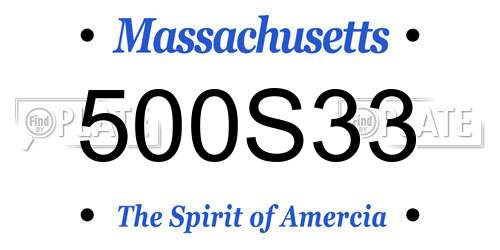 500S33 Massachusetts License Plate