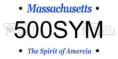 500SYM Massachusetts License Plate