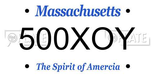 500XOY Massachusetts License Plate