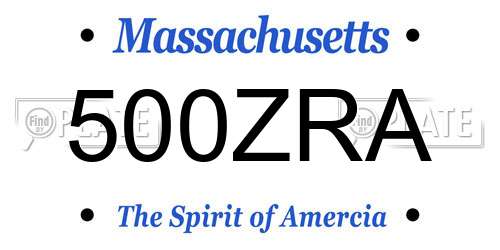 500ZRA Massachusetts License Plate