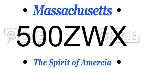 500ZWX Massachusetts License Plate