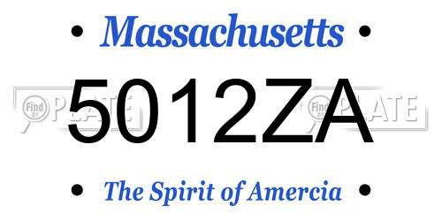 5012ZA Massachusetts License Plate