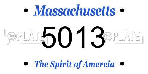 5013 Massachusetts License Plate
