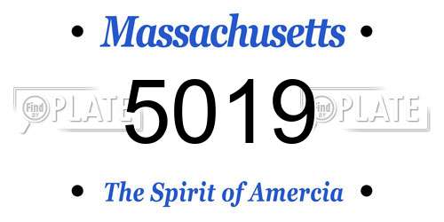 5019 Massachusetts License Plate