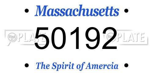50192 Massachusetts License Plate