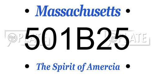 501B25 Massachusetts License Plate