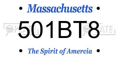 501BT8 Massachusetts License Plate
