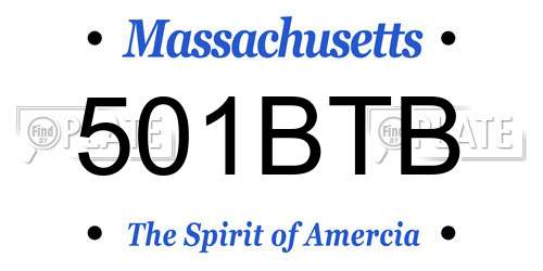 501BTB Massachusetts License Plate