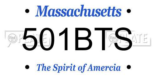 501BTS Massachusetts License Plate