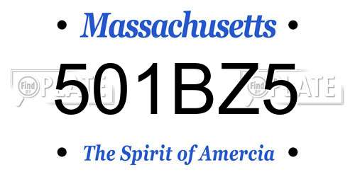 501BZ5 Massachusetts License Plate